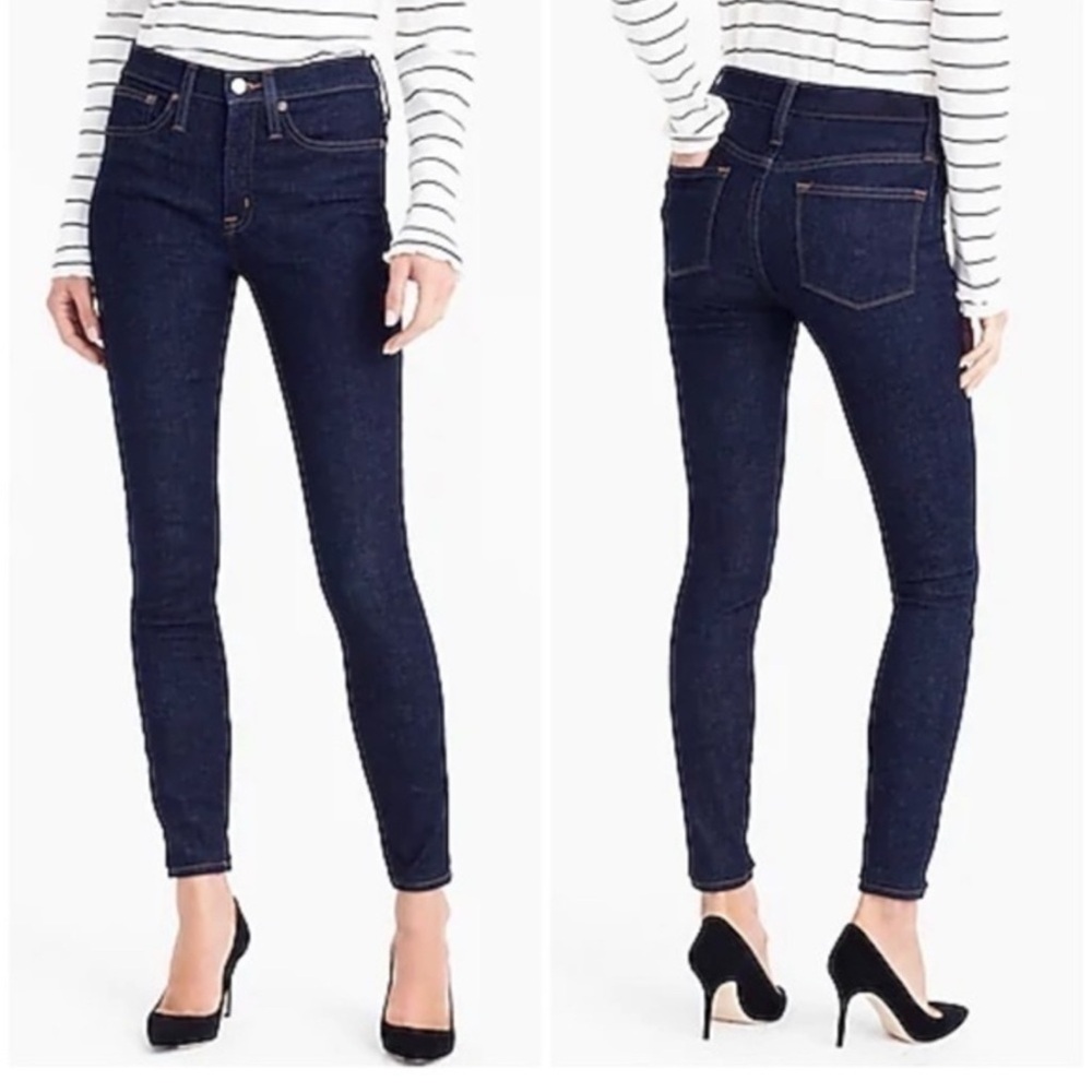 J. Crew Trademark Lookout High Rise Skinny Dark Wash Blue Stretch Jeans Size 25